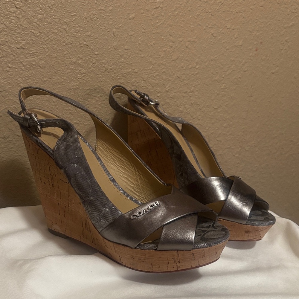 Coach Bronze Wedge Sandals